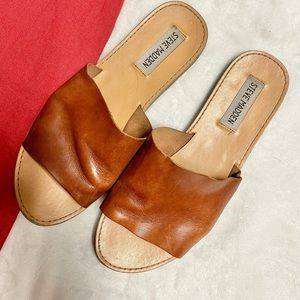 Steve Madden Slides, Leather, Worn